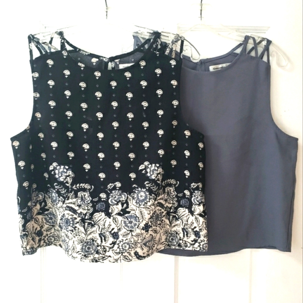 Aberctombie Lot of 2 Crop Crepe Tops Size L